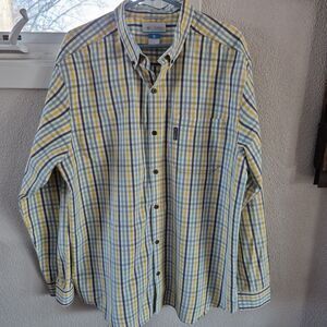MENS COLUMBIA LONG SLEEVE BUTTON FRONT PLAID COLLARED SHIRT SIZE XLARGE